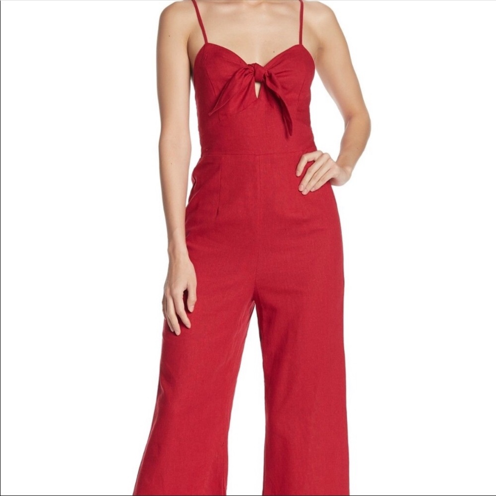 Do + Be Red Tie-front Jumpsuit Size Medium